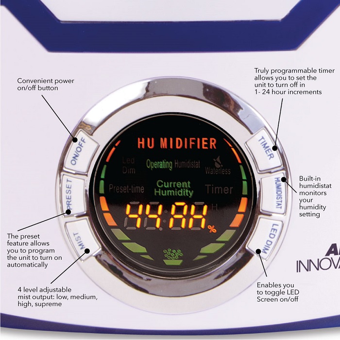 Air Innovations 1.37 Gal. Cool Mist Digital Humidifier for Large Rooms